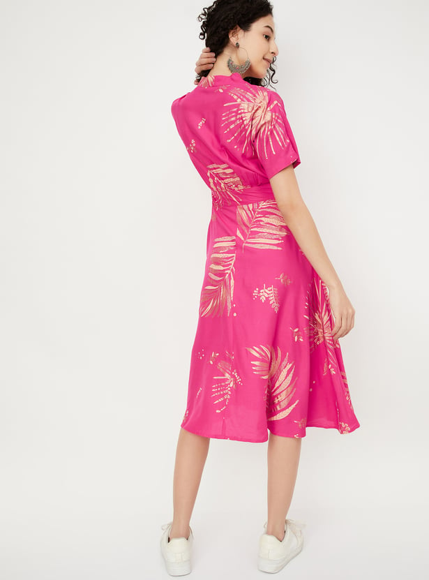 Women Foil Printed A-line Dress