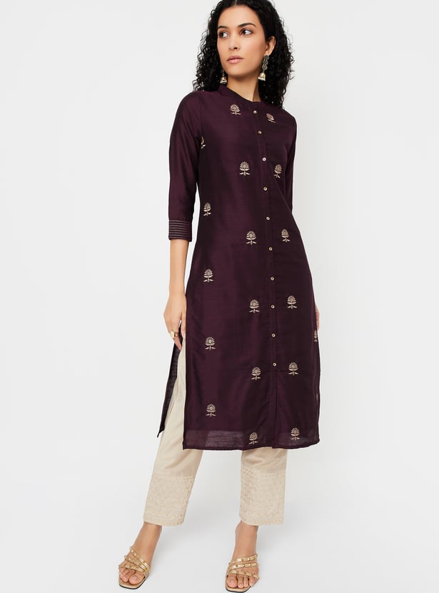 Women Embroidered Straight Kurta