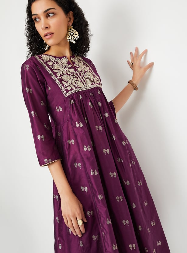 Kalki x Max Women Embroidered Yoke Kalidar Kurta