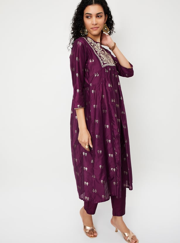 Kalki x Max Women Embroidered Yoke Kalidar Kurta