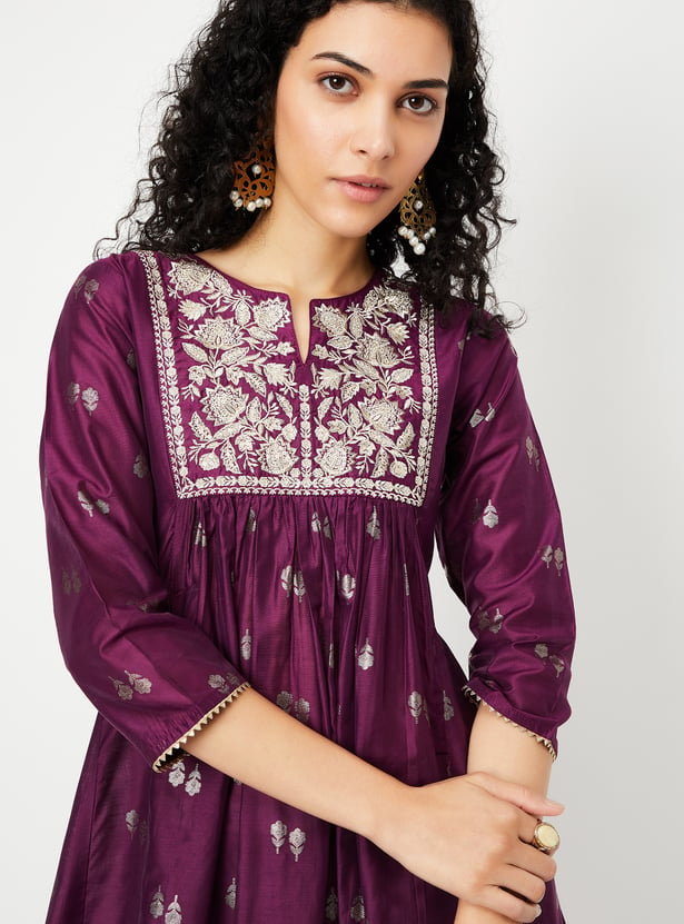 Kalki x Max Women Embroidered Yoke Kalidar Kurta