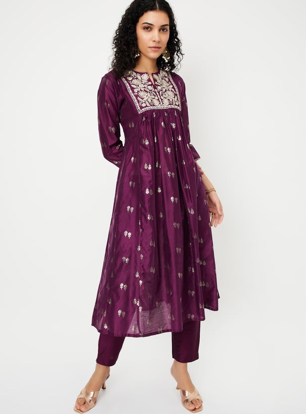 Kalki x Max Women Embroidered Yoke Kalidar Kurta