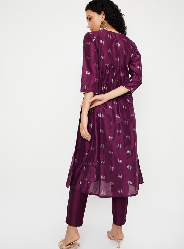 Kalki x Max Women Embroidered Yoke Kalidar Kurta