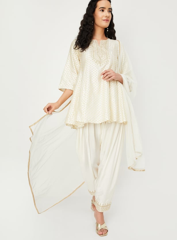 Women Woven Design Dhoti Kurta Set