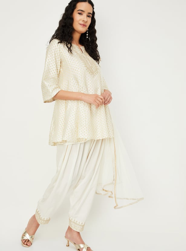 Women Woven Design Dhoti Kurta Set