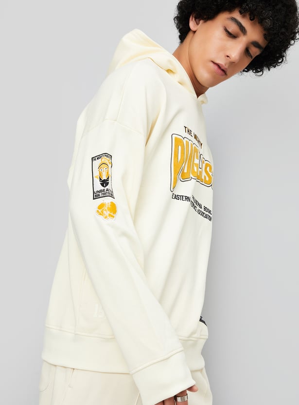 Men Oversized Printed Hooded Sweatshirt
