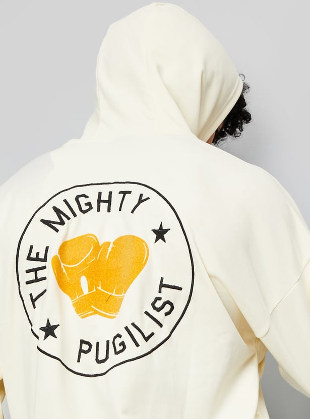 Men Oversized Printed Hooded Sweatshirt