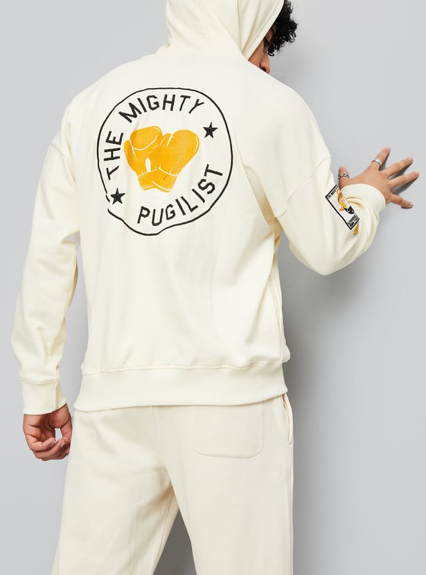 Men Oversized Printed Hooded Sweatshirt