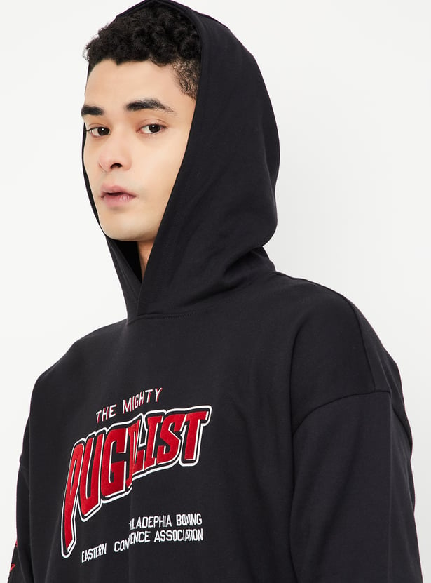 Men Oversized Printed Hooded Sweatshirt