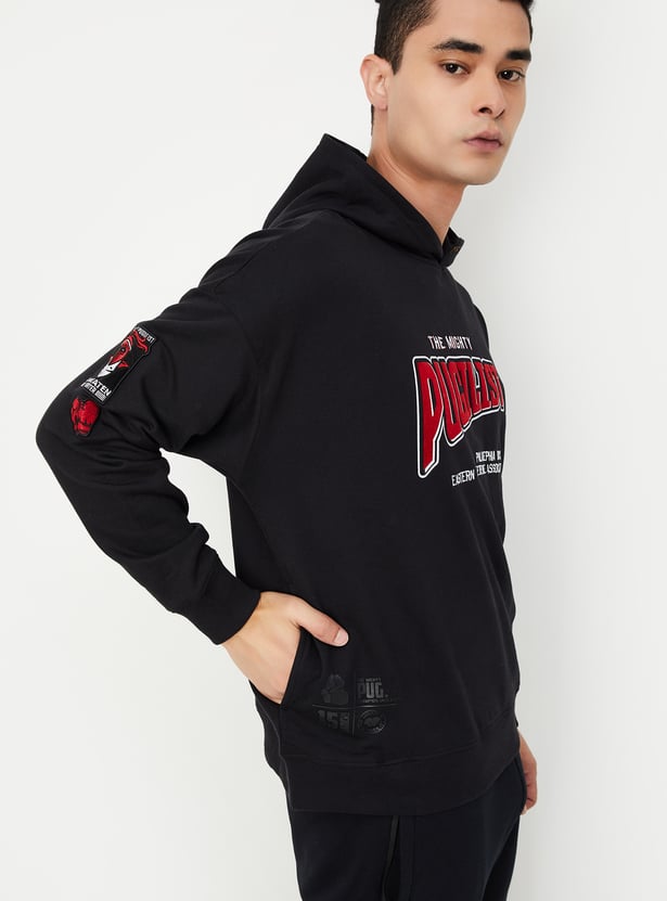 Men Oversized Printed Hooded Sweatshirt