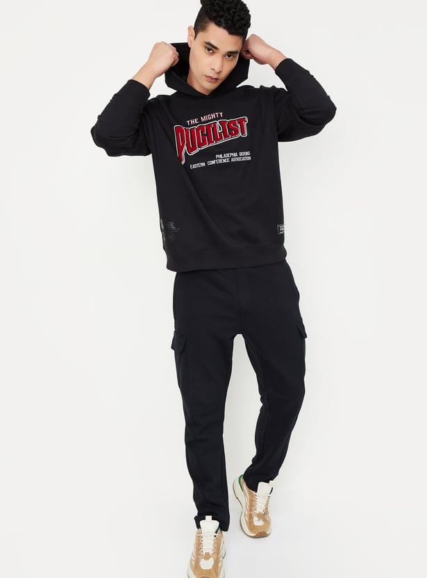 Men Oversized Printed Hooded Sweatshirt