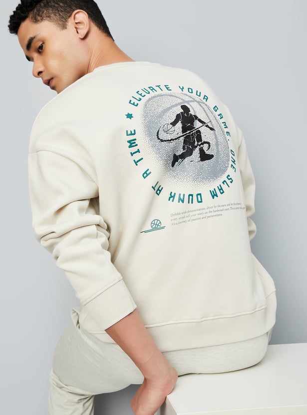 Men Oversized Back Printed Sweatshirt