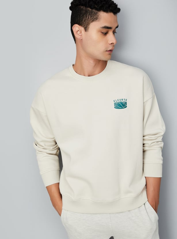 Men Oversized Back Printed Sweatshirt