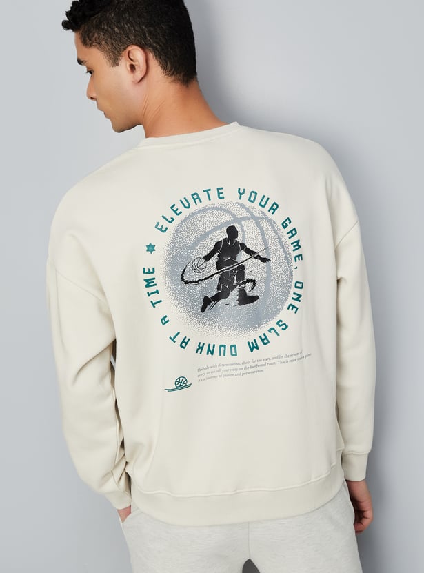 Men Oversized Back Printed Sweatshirt