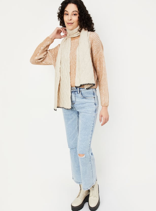 Women Cable Knit Muffler