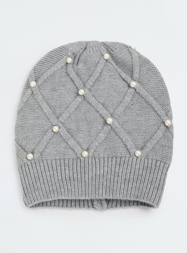 Women Pearl Embellished Beanie