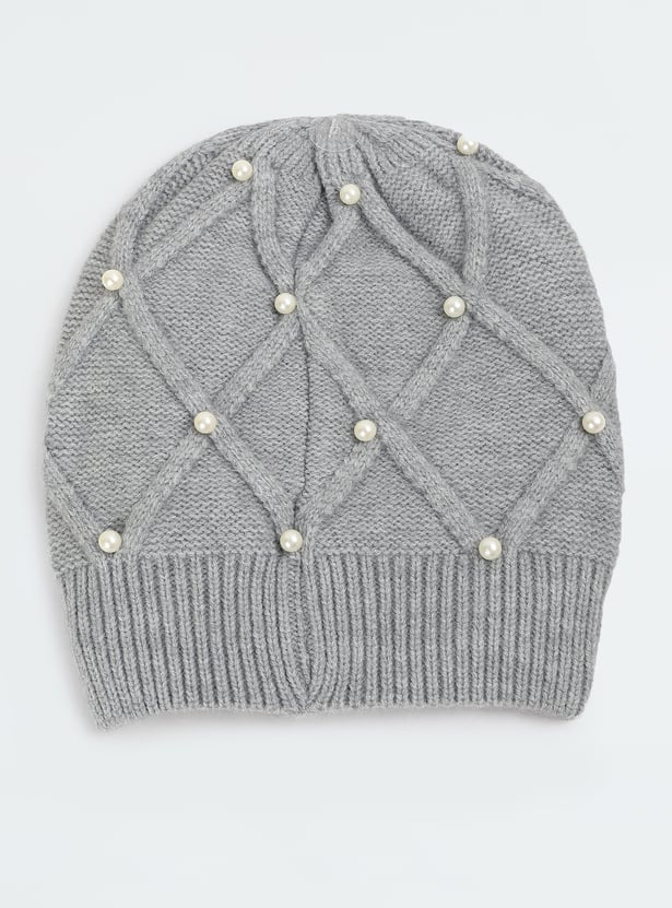 Women Pearl Embellished Beanie