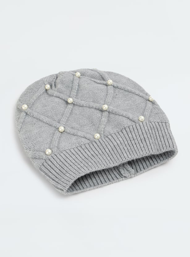 Women Pearl Embellished Beanie