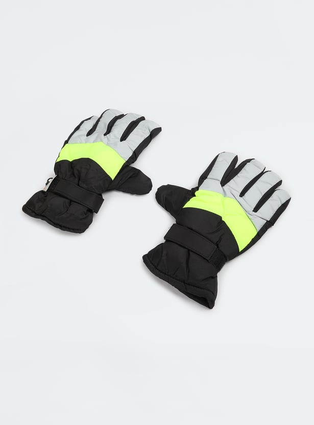 Men Colourblocked Puffer Gloves