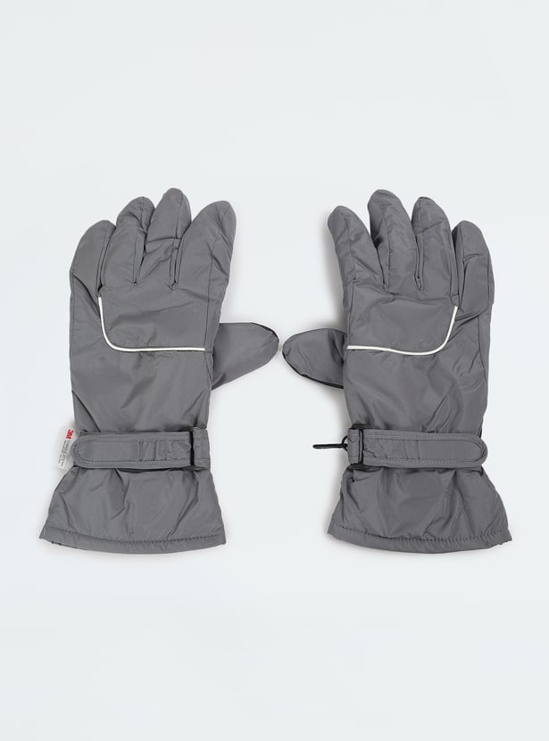Men Solid Puffer Gloves