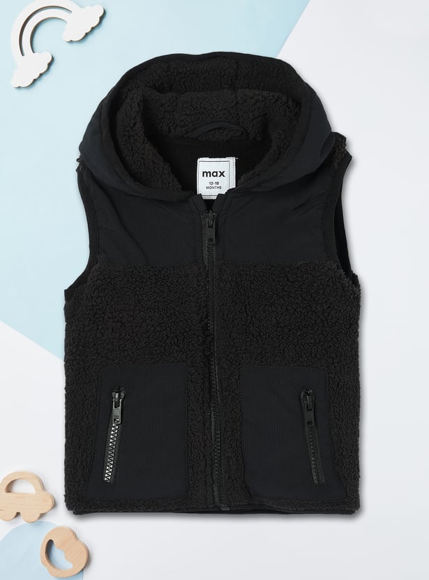 Boys Textured Hooded Jacket