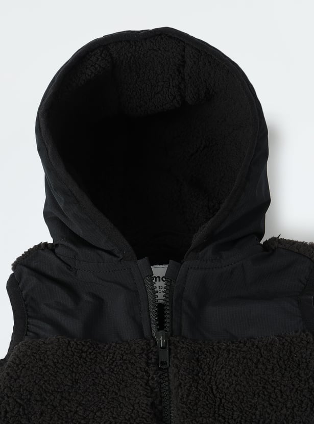 Boys Textured Hooded Jacket