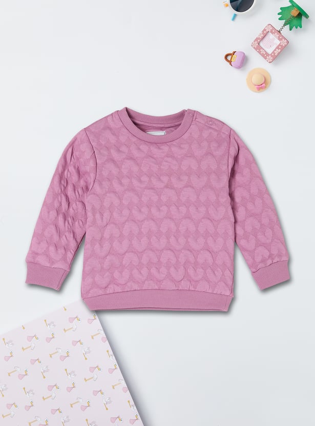 Girls Heart Textured Sweatshirt