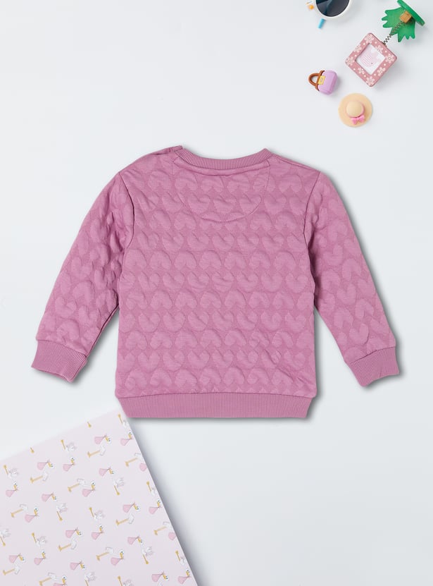 Girls Heart Textured Sweatshirt