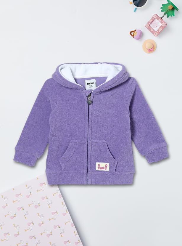 Girls Solid Hooded Sweatshirt