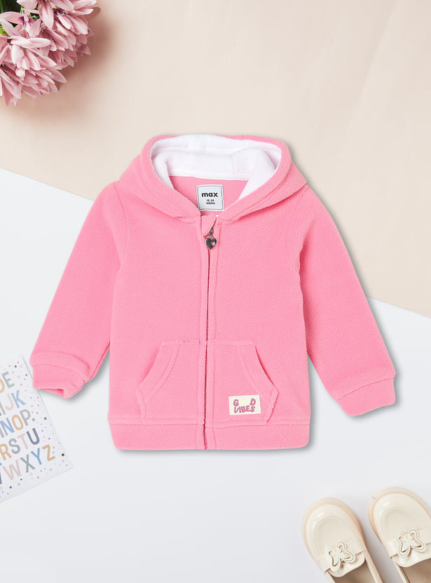 Girls Solid Hooded Sweatshirt