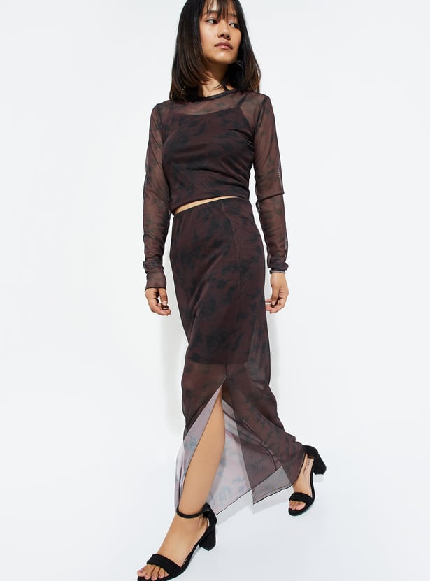 ALAYA F x URB_N Women Printed Mesh Skirt