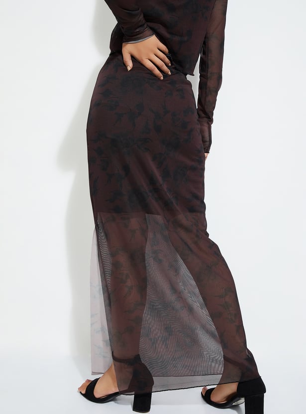 ALAYA F x URB_N Women Printed Mesh Skirt