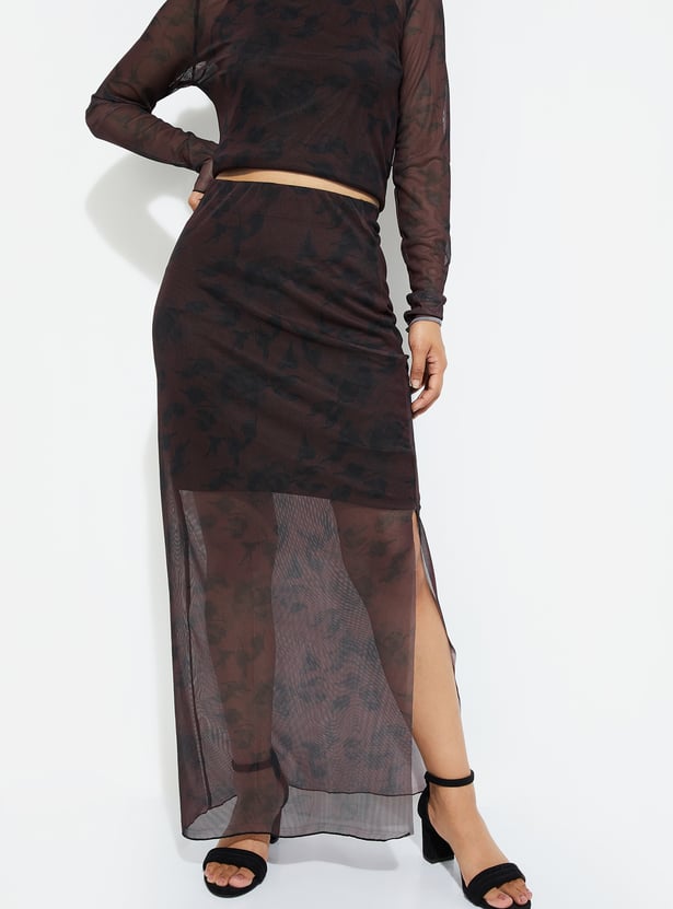 ALAYA F x URB_N Women Printed Mesh Skirt