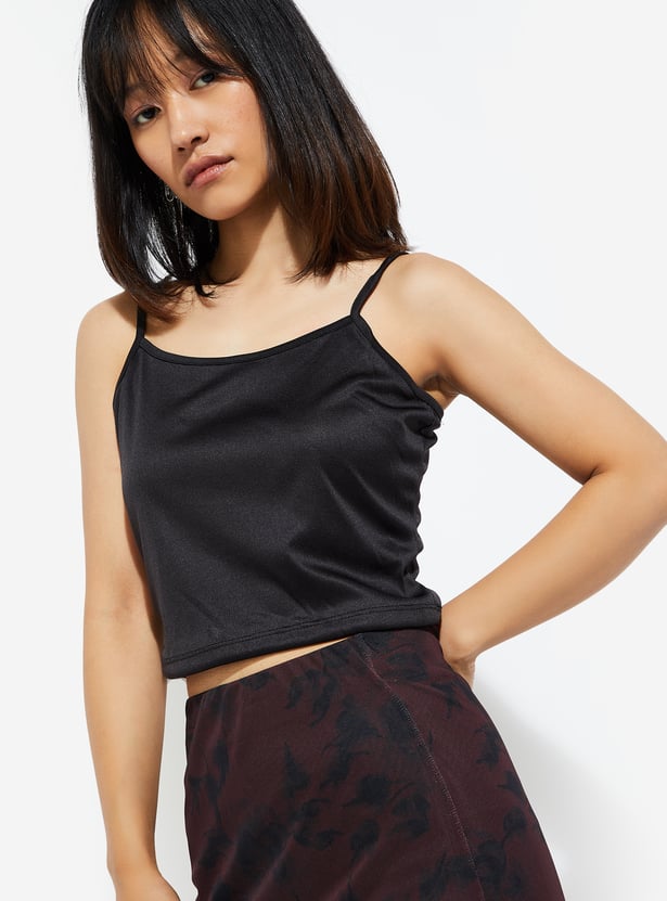 ALAYA F x URB_N Women Printed Mesh Top with Camisole