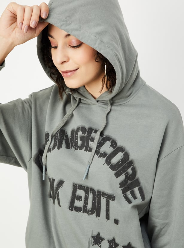 Women Printed Hooded Sweatshirt