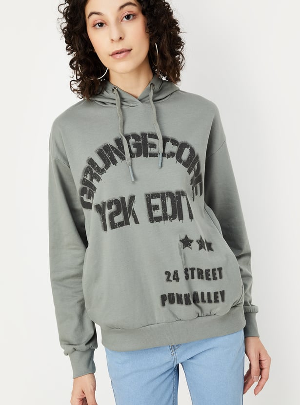 Women Printed Hooded Sweatshirt