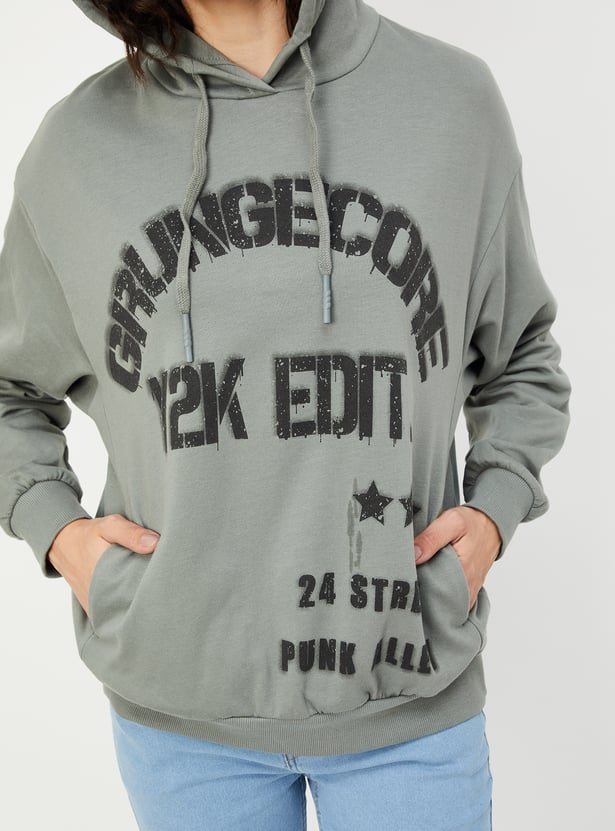 Women Printed Hooded Sweatshirt