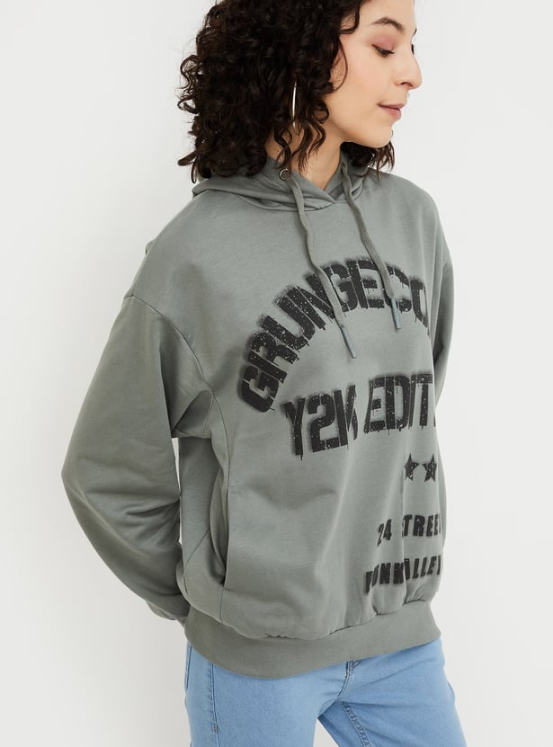 Women Printed Hooded Sweatshirt