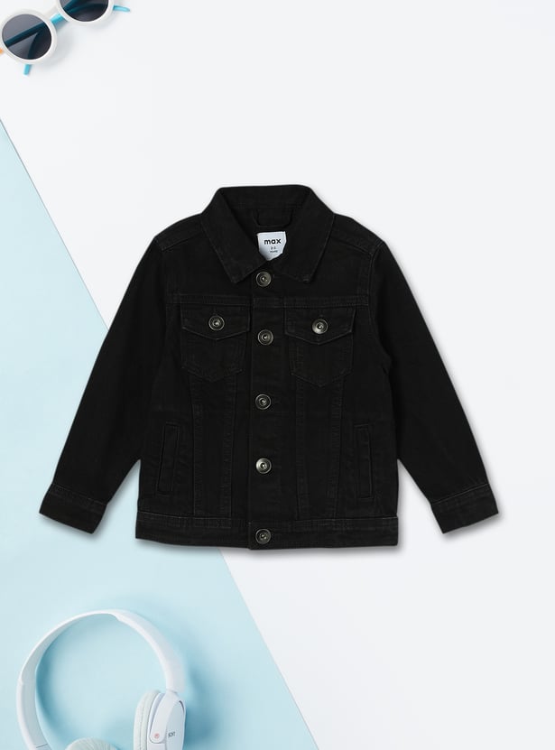 Boys Solid Denim Jacket