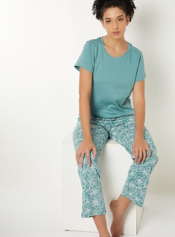 Women Floral Printed PJ Set