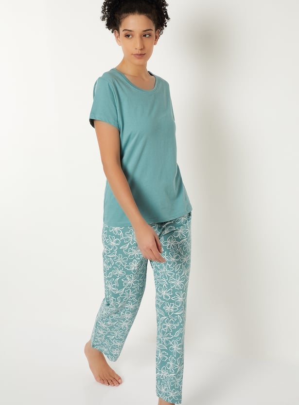 Women Floral Printed PJ Set