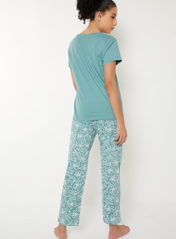 Women Floral Printed PJ Set