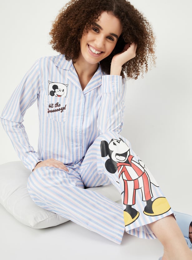 Women Mickey Mouse Printed PJ Set