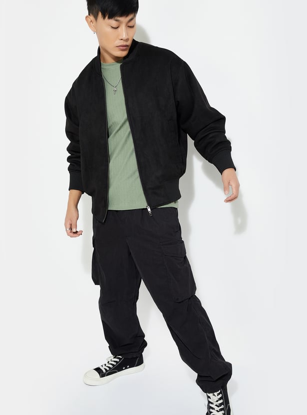 URB_N Men Solid Bomber Jacket