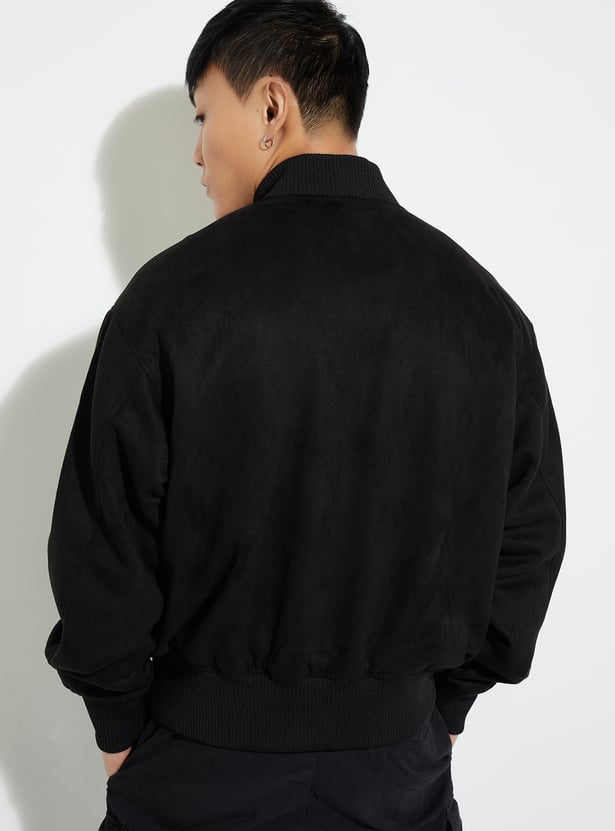 URB_N Men Solid Bomber Jacket