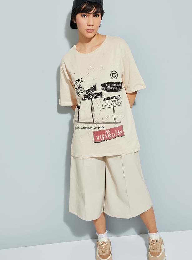 URB_N Women Graphic Print Oversized T-shirt