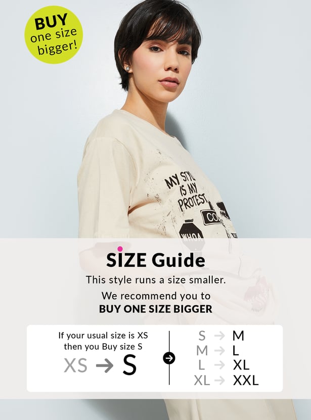 URB_N Women Graphic Print Oversized T-shirt