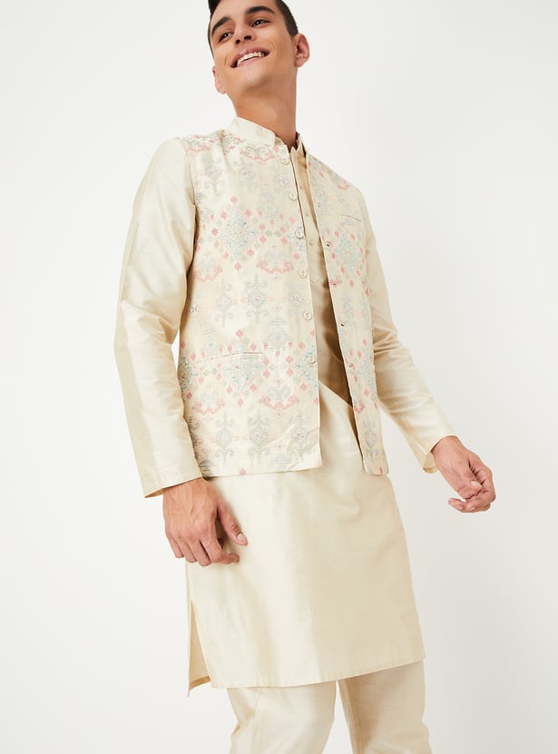 Men Solid Kurta Set with Nehru Jacket