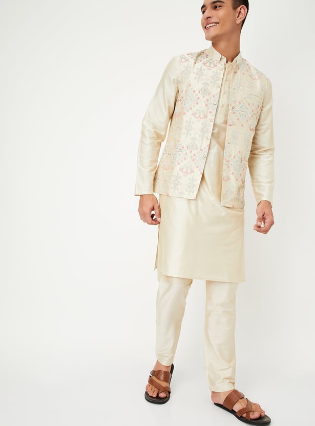 Men Solid Kurta Set with Nehru Jacket