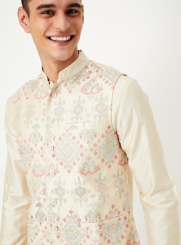 Men Solid Kurta Set with Nehru Jacket